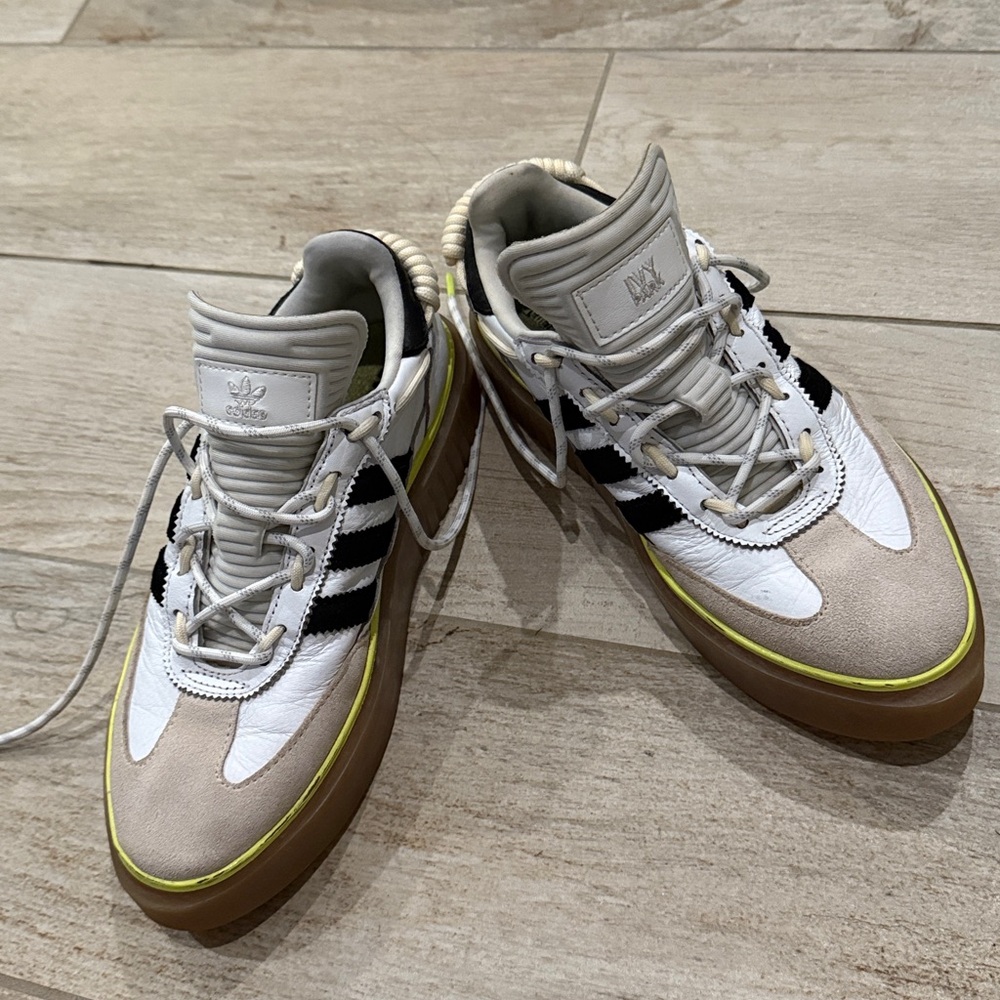 Adidas Ivy Park White and Black Sneakers with Neon Accents Size 38 EUC